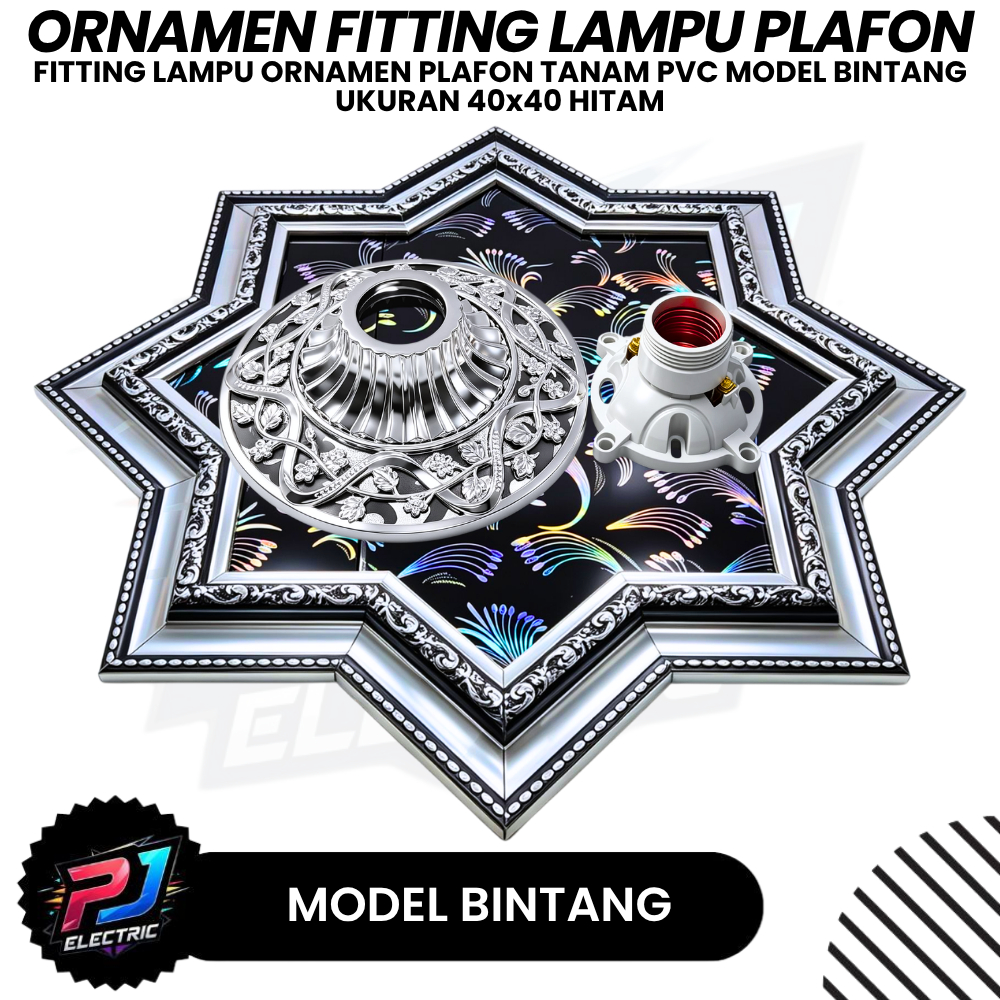 Jual Ornamen Fitting Lampu Plafon PVC Model Bintang SILVER Ukuran ...