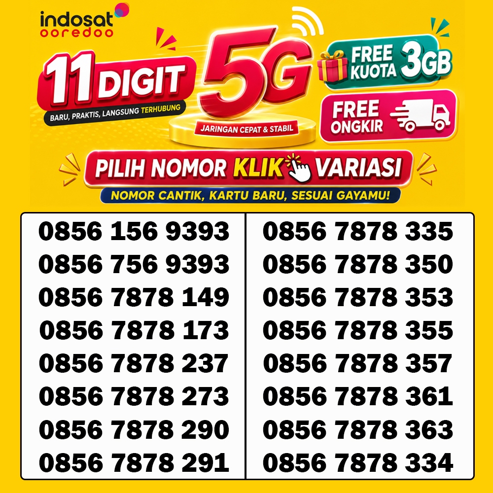 Jual Kartu Perdana | Nomor Cantik | Indosat Ooredoo | 11 Digit 5G ...