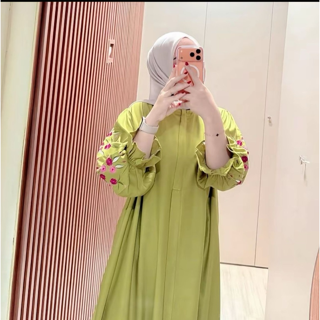 GAMIS VALEN JUMBO BAHAN RAYON TWILL MIX BORDIR LD 110 , 120 , 130