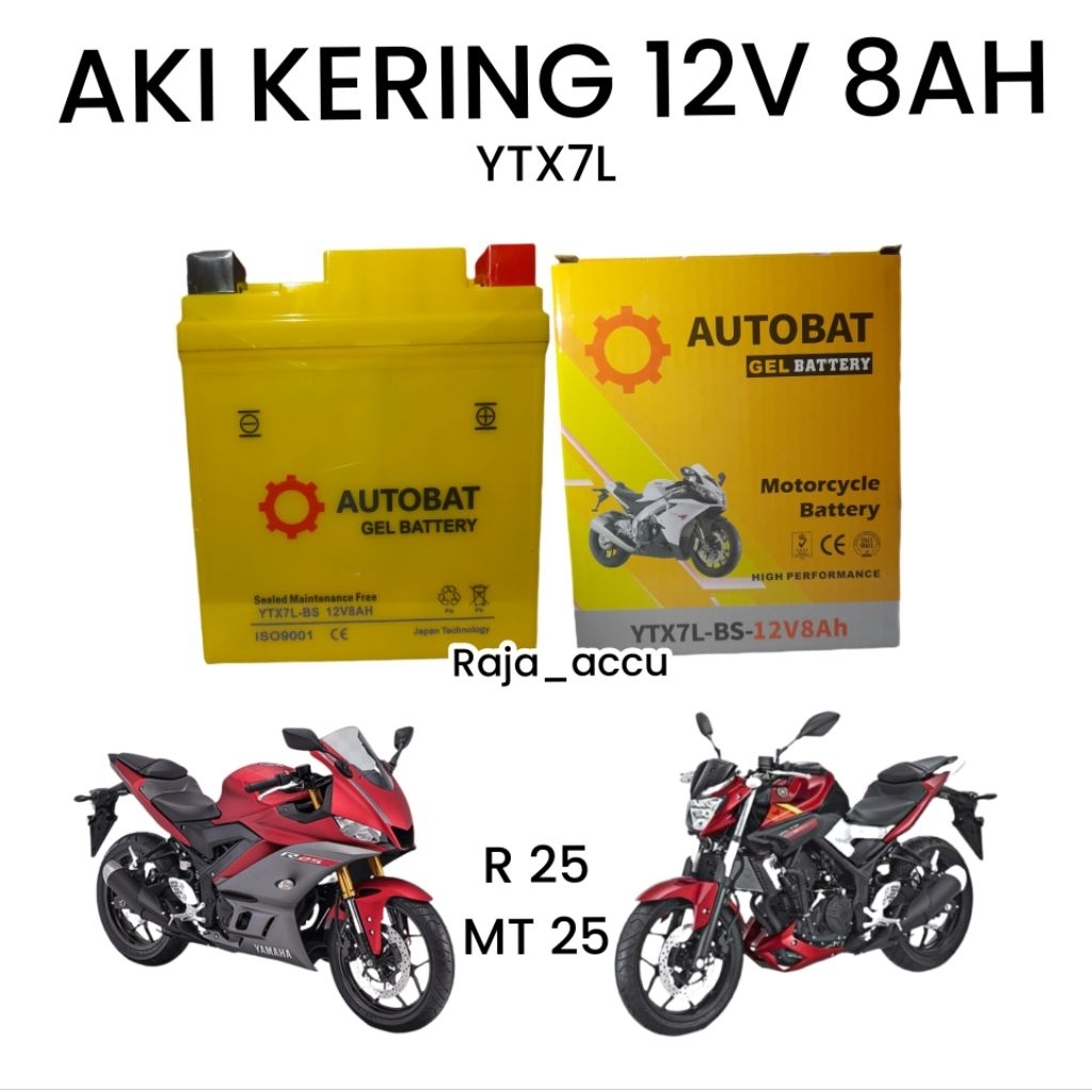 AKI MOTOR R 25,MT 25 AKI KERING YTX7L AUTOBAT 12V 8AH