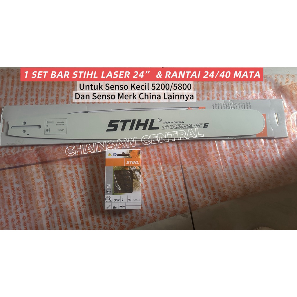 Jual 1 set Bar Chainsaw Stihl 24 inch dan Rantai 24”/40 Mata.Bar Senso ...
