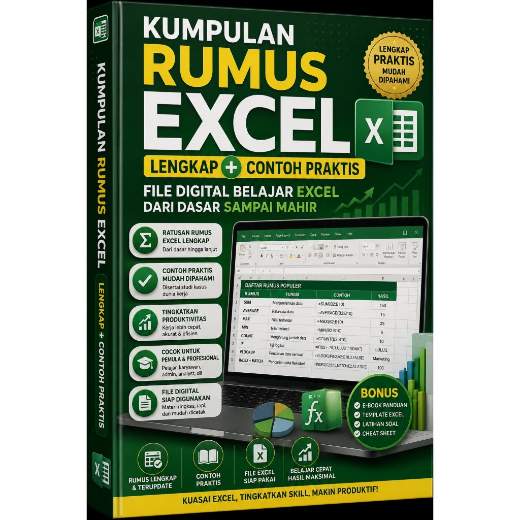 Jual KUMPULAN RUMUS EXCEL LENGKAP + CONTOH PRAKTIS – FILE DIGITAL ...