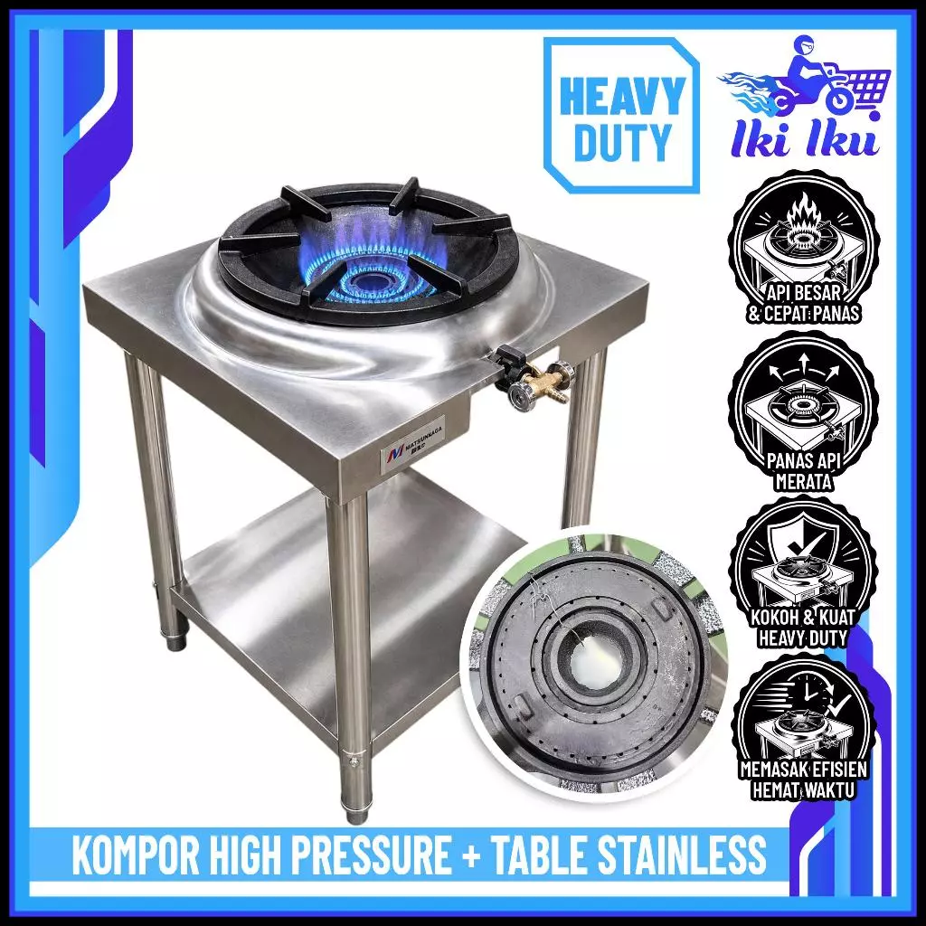 Kompor Stainless Steel 1 Tungku Kwali Range High Pressure Heavy Duty - foto 1