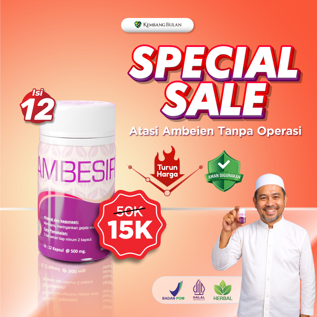 SPECIAL SALE 1 BOTOL‼️Kembang Bulan Ambesir isi 12 kapsul - Obat Herbal Daun Ungu Wasir Ambeien Paling Ampuh Original