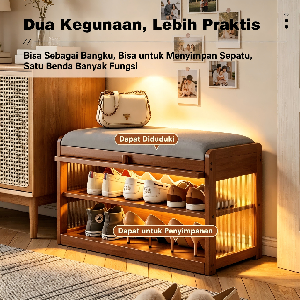 Jual E-TIFE Rak Sepatu Kayu Minimalis -Bisa Duduk sebagai Bangku ...