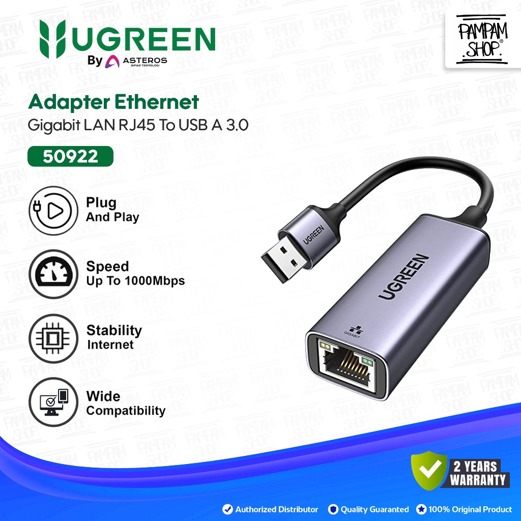 Jual UGREEN ORIGINAL Ethernet Adapter USB 3.0 to RJ45 LAN Gigabit up to ...