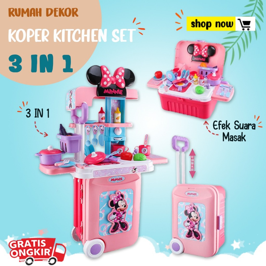 Jual Maina Anak Minnie Koper Kitchen Set 3in1 Masak Masak Dapur ...