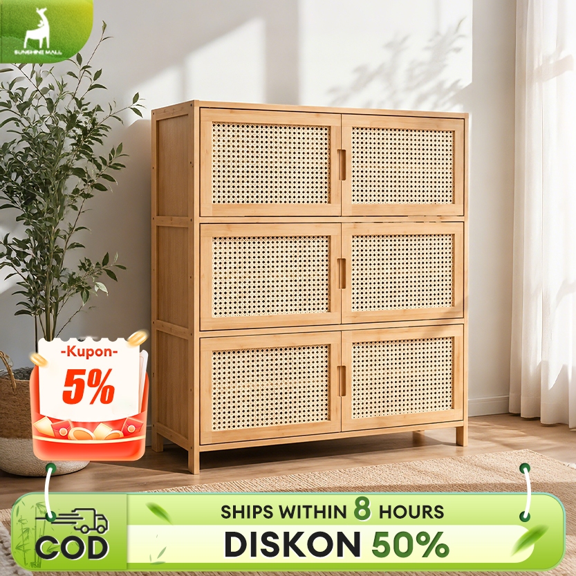 Lemari Rak Penyimpanan Kayu Lemari Multifungsi Minimalis Rak Dapur/Ruang Tamu/Kamar Tidur COD