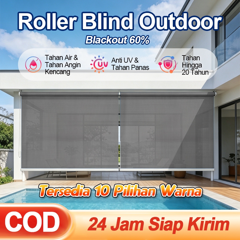 Ready Stok Tirai Outdoor Waterproof Tahan Angin Anti UV Tahan Panas Anti Debu Mudah Dibersihkan Untuk Teras Balkon Taman Garasi