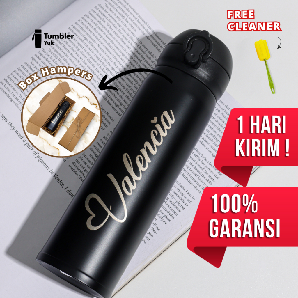 Tumbler Minum Custom Niagara Glossy Bahan Stainless Free Grafir Nama dan Logo Untuk Kado Souvenir Pernikahan Ulang Tahun Valentine
