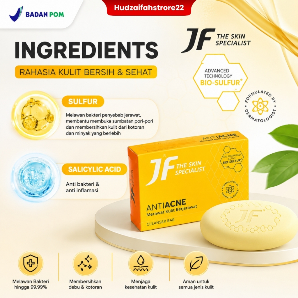 Jual Sabun Jf Sulfur Dermamed Atasi Panu Panuan Kadas Kurap Jamur Soap ...
