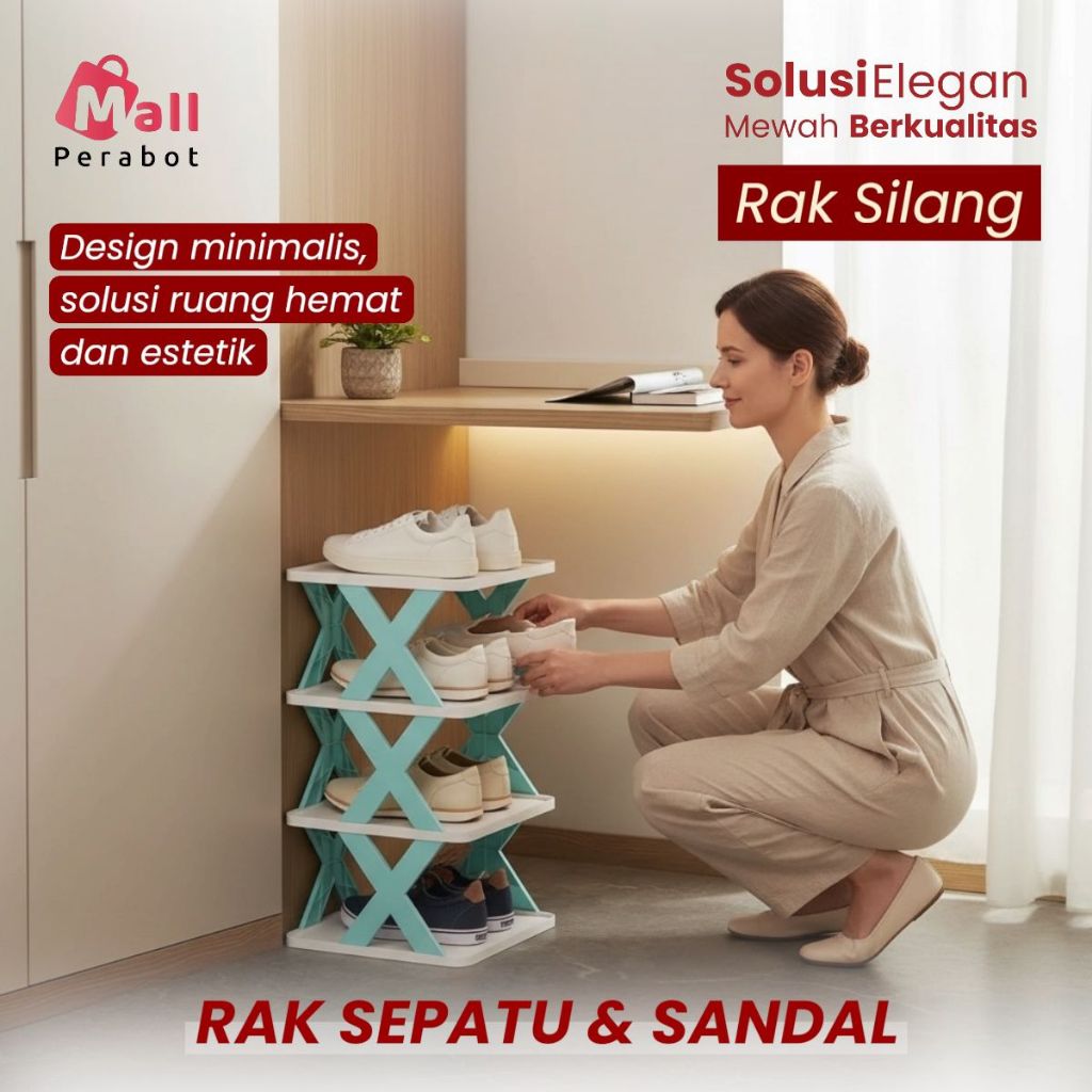 Jual Mall Perabot | Rak Sepatu X Susun Plastik Modular Tempat Sandal ...
