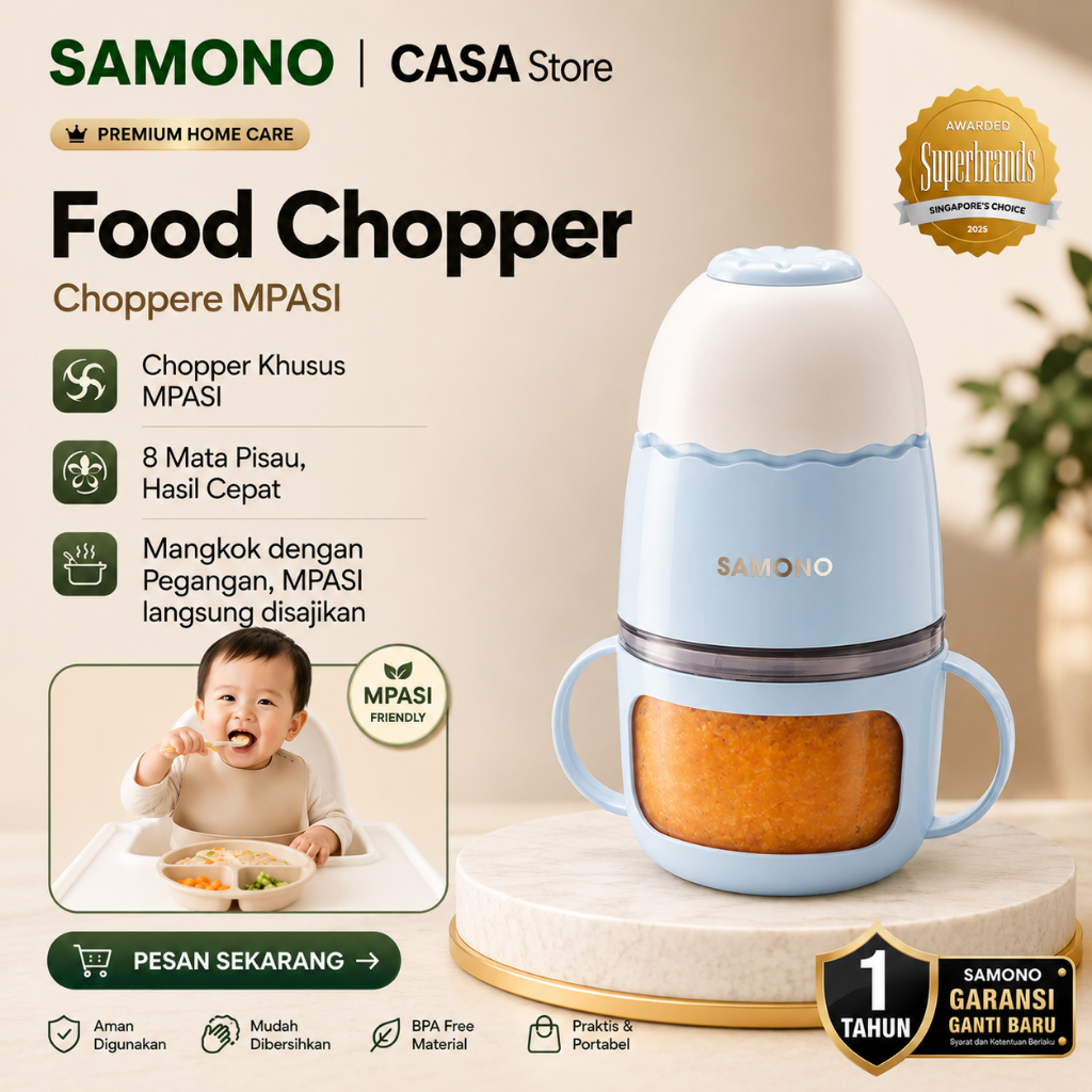 Jual SAMONO Chopper MPASI Mini Baby Food Processor 300ml Blender Bumbu ...
