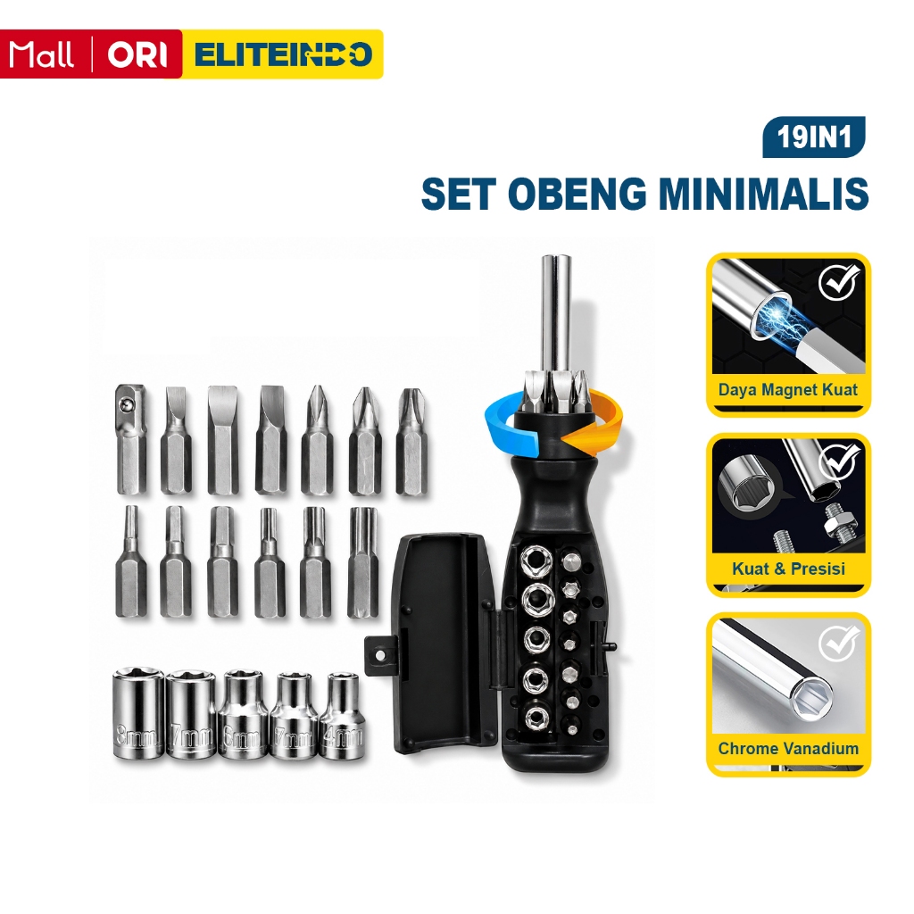 Jual Obeng Set Lengkap 19 in1 Plus Minus Multifungsi Peralatan Perkakas ...