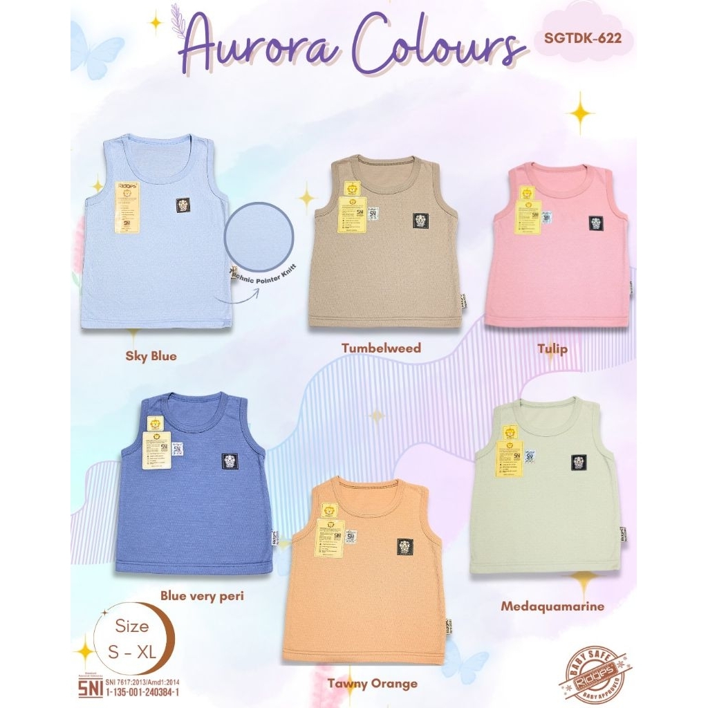 Jual ridges !! (( 6pcs )) singlat atasan bayi ridges motif warna s m L ...