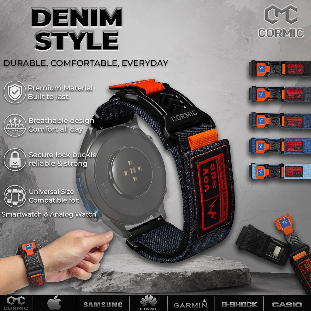 Jual Strap Smartwatch DENIM STYLE CORMIC Tali Jam 20mm 22mm 18mm 24mm ...
