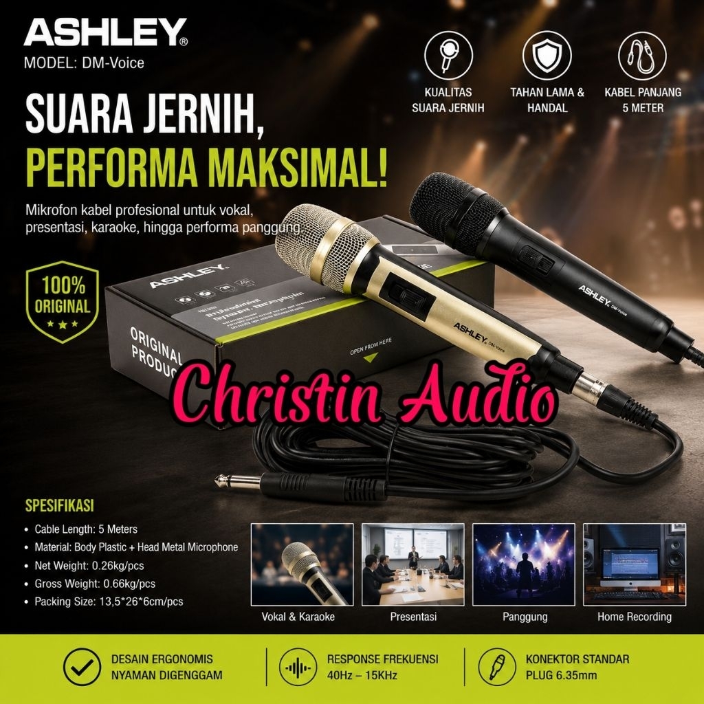 Jual Mic Kabel Mic Ashley DM Voice Original Vocal Microphone | Shopee ...