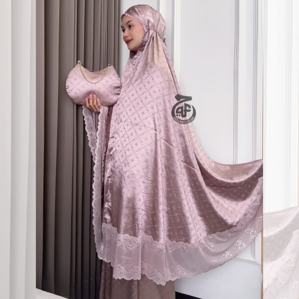 Alfarizi Mukena Sutra Armany Silk Jacguard Amanda Renda Brukat Mewah Jumbo 2 in 1 Premium Luxury