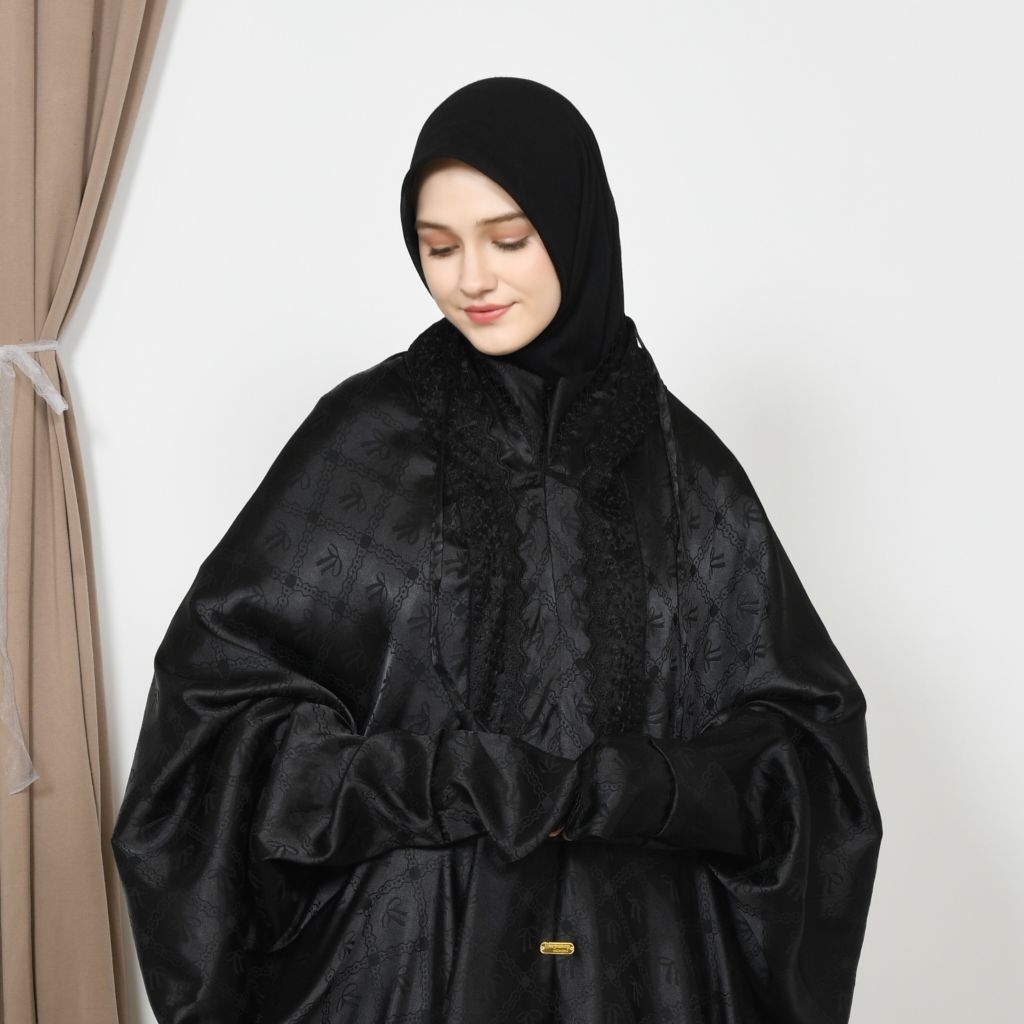 Borjushop - Mukena Terusan Jaguar Sutra Silky Armany Jumbo 2in1 Resleting Motif Pita coquette Ribbon Free Tas