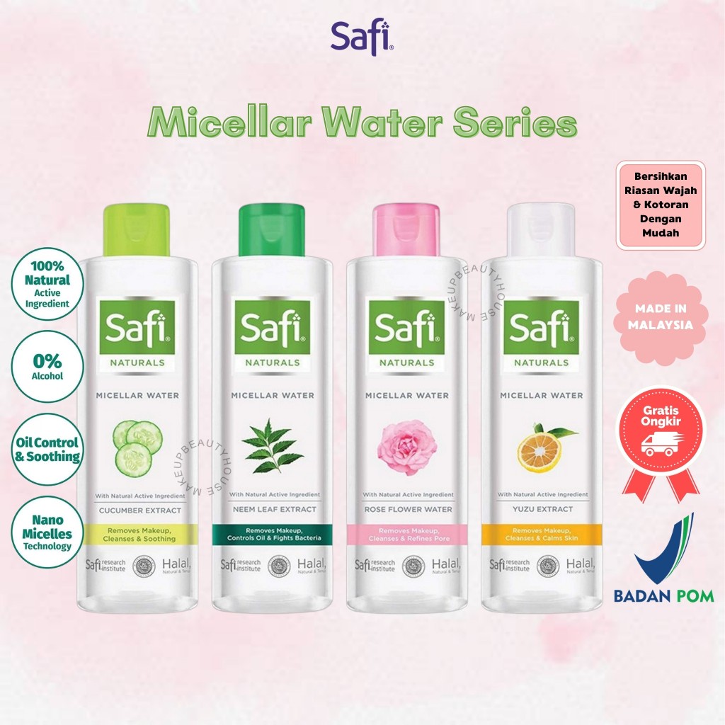 Jual SAFI Micellar Water (Neem Leaf / Rose / Yuzu / Cucumber) - 100ml ...