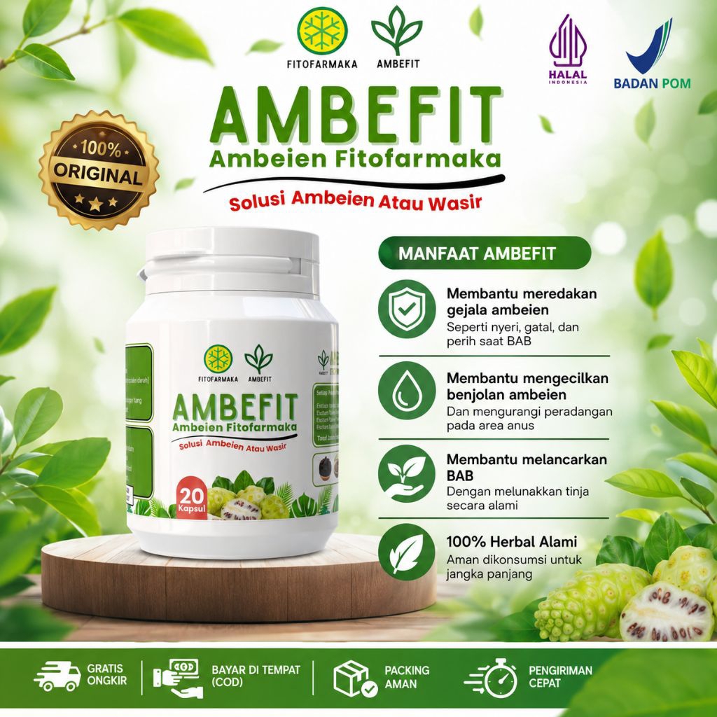 Ambefit Herbal Paket 1 Botol 20 Kapsul Mengempiskan Benjolan Ambeien Atasi Bab Nyeri Sembelit Dan Wasir