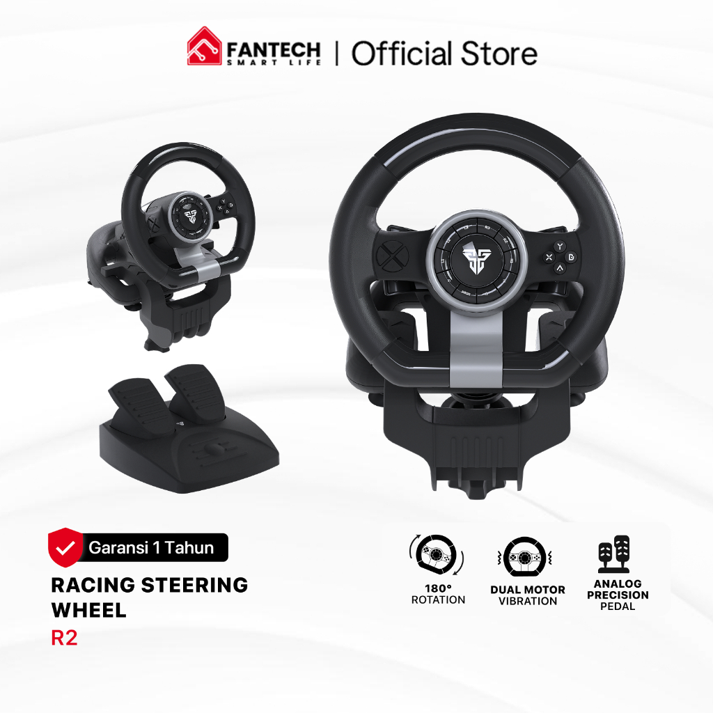 Jual Fantech R2 Racing Steering Wheel 180° Degree and Pedals for PC ...