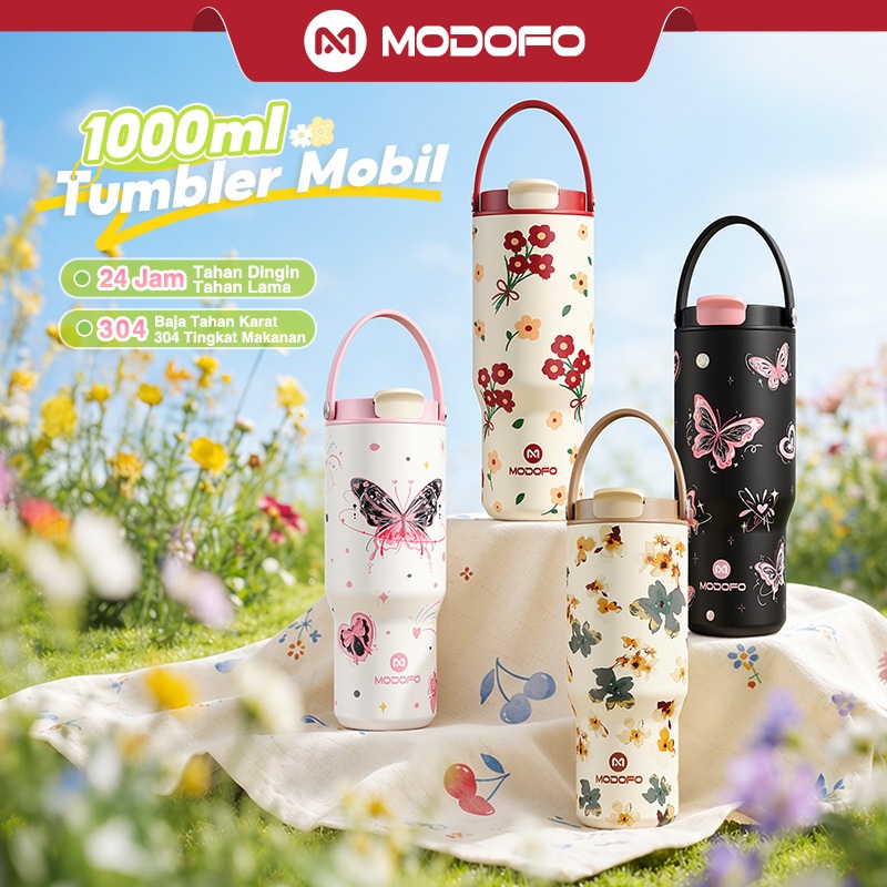 MODOFO Tumbler Stainless Tahan Panas Dingin 24 Jam 1 Liter Tambler  Botol Minum Aesthetic Kopi Termos Air Panas Hydrojug Tumblr