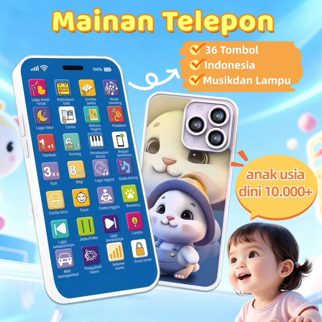 TOYBEBE Mainan Telepon Edukasi 36 Tombol Anak