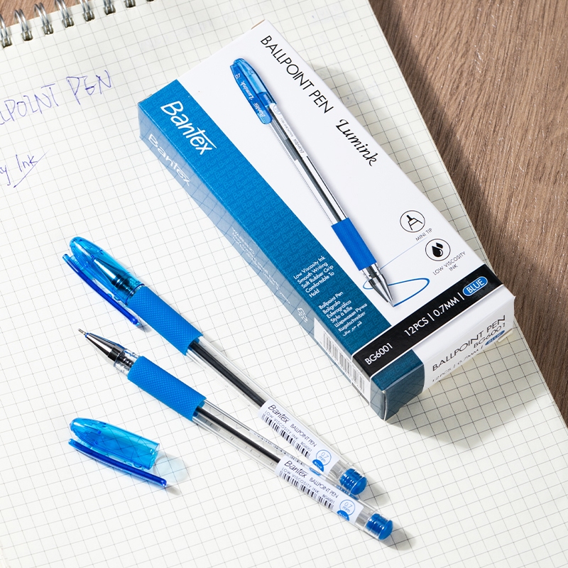 Bantex Pulpen 0.7 mm Ballpoint Ball Pen Tinta Hitam Viskositas Rendah Pegangan Karet Lembut BG6001 (6)