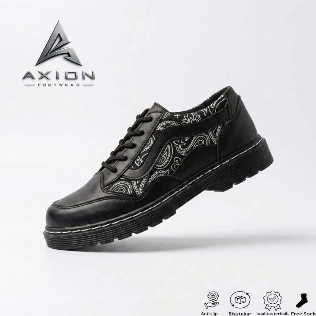 Jual AXION Sepatu Pantofel Formal Hitam Docmart Pria Paisley | Shopee ...