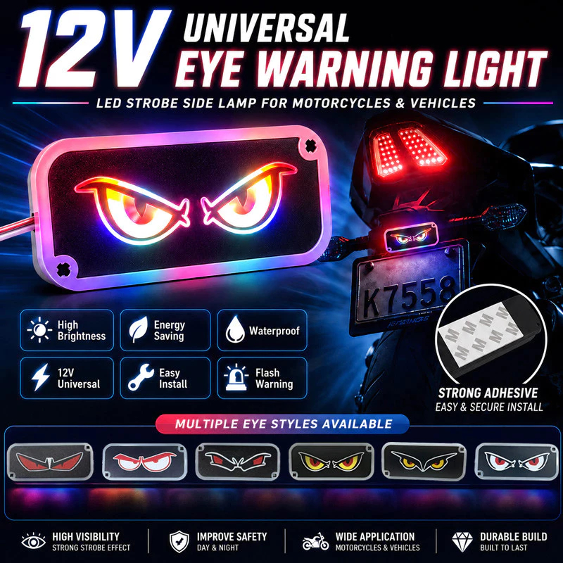Bestinme Lampu Belakang LED Motor Devil Eye 12V Lampu Berkedip Lampu Samping Peringatan