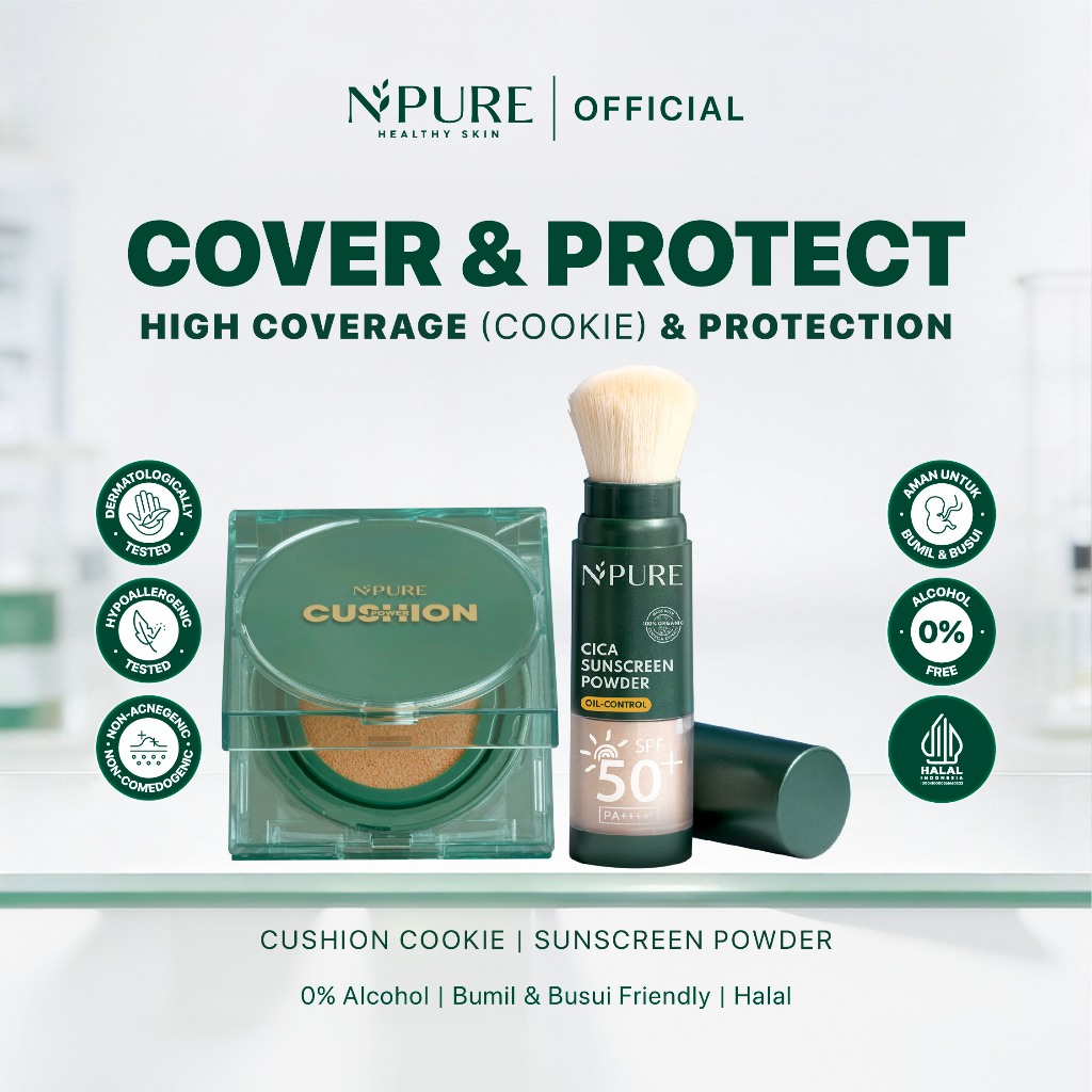 Jual [EXCLUSIVE COVER & PROTECT] BUNDLING CUSHION & SUNSCREEN POWDER ...