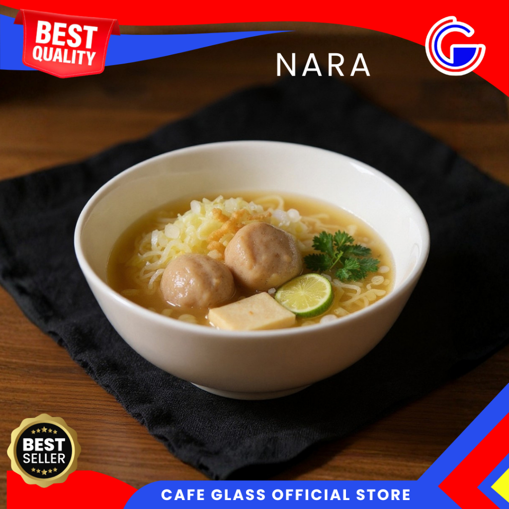 Mangkok Nasi/Makan Keramik Putih Polos - Mangkok Fukui Nara - Mangkok Soto/Bakso Aesthetic