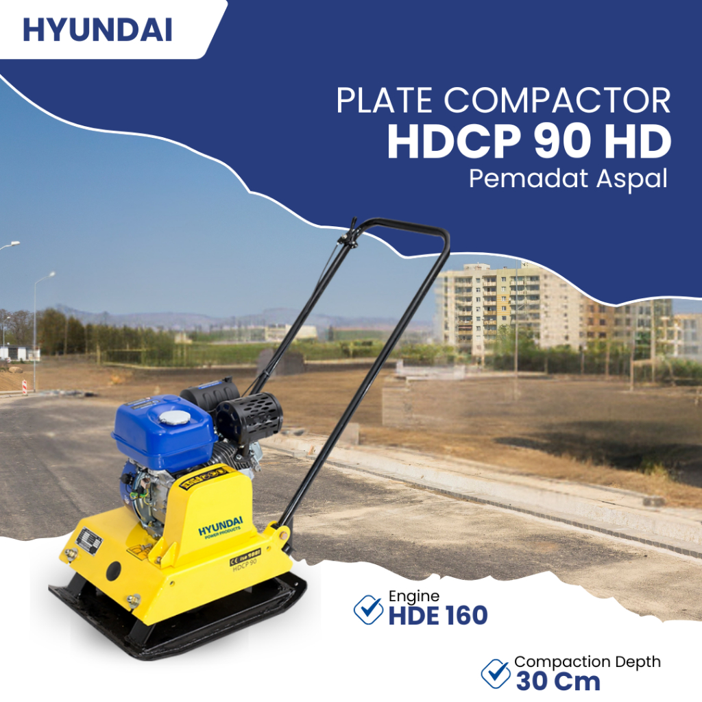 Jual Mesin Stemper Tanah Kodok / Plate Compactor Hyundai HDE 160 5.5 HP ...
