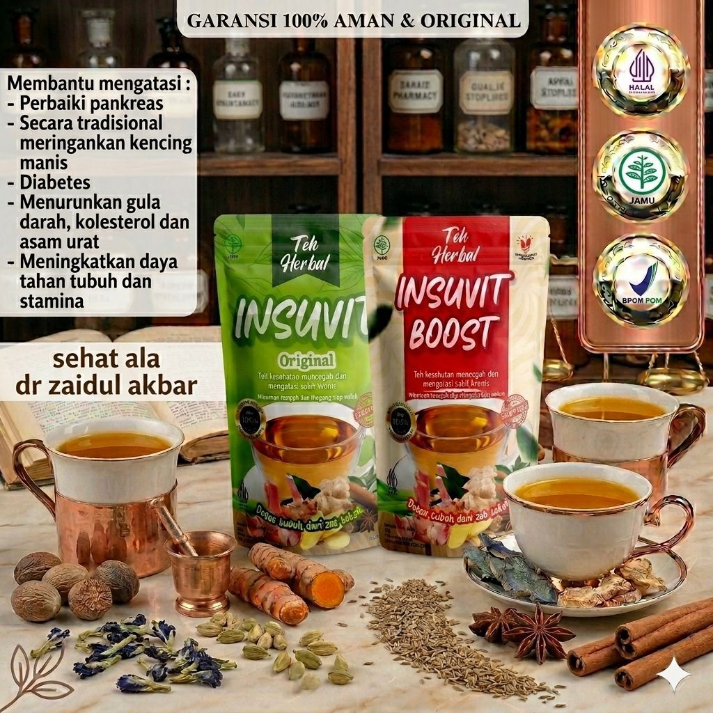 INSUVIT - Obat herbal membantu atasi Diabetes Gula Darah Tinggi Kencing Manis 30 Tea Bags