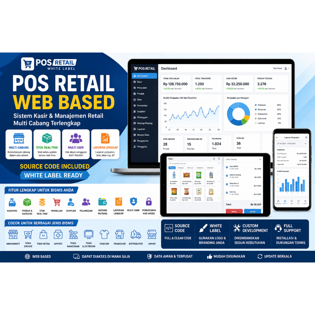 APLIKASI POS RETAIL WEB BASED + SOURCE CODE WHITE LABEL POS RETAIL MANAGEMENT SYSTEM FLUTTER