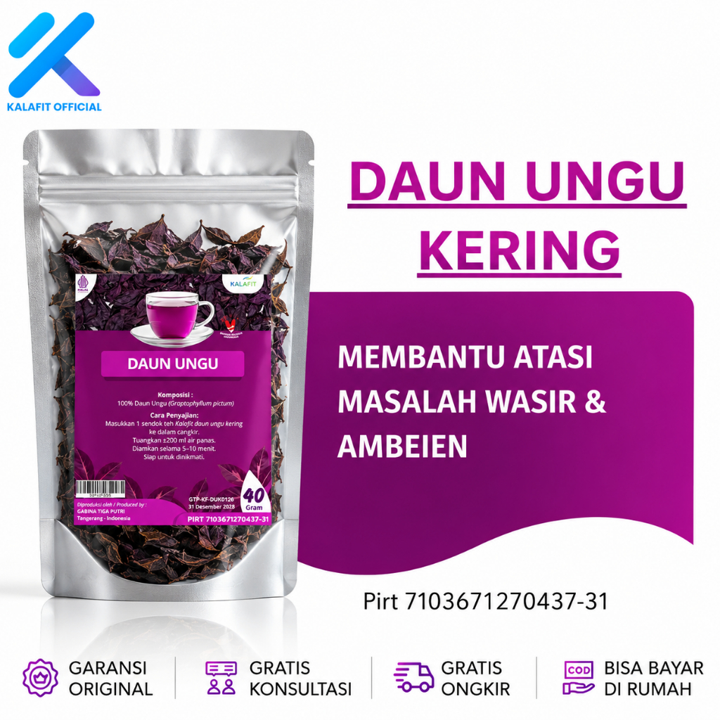 KALAFIT Daun Ungu Kering Daun Handeleum Ungu Obat Wasir Daun Ungu Untuk Ambeien 40gr