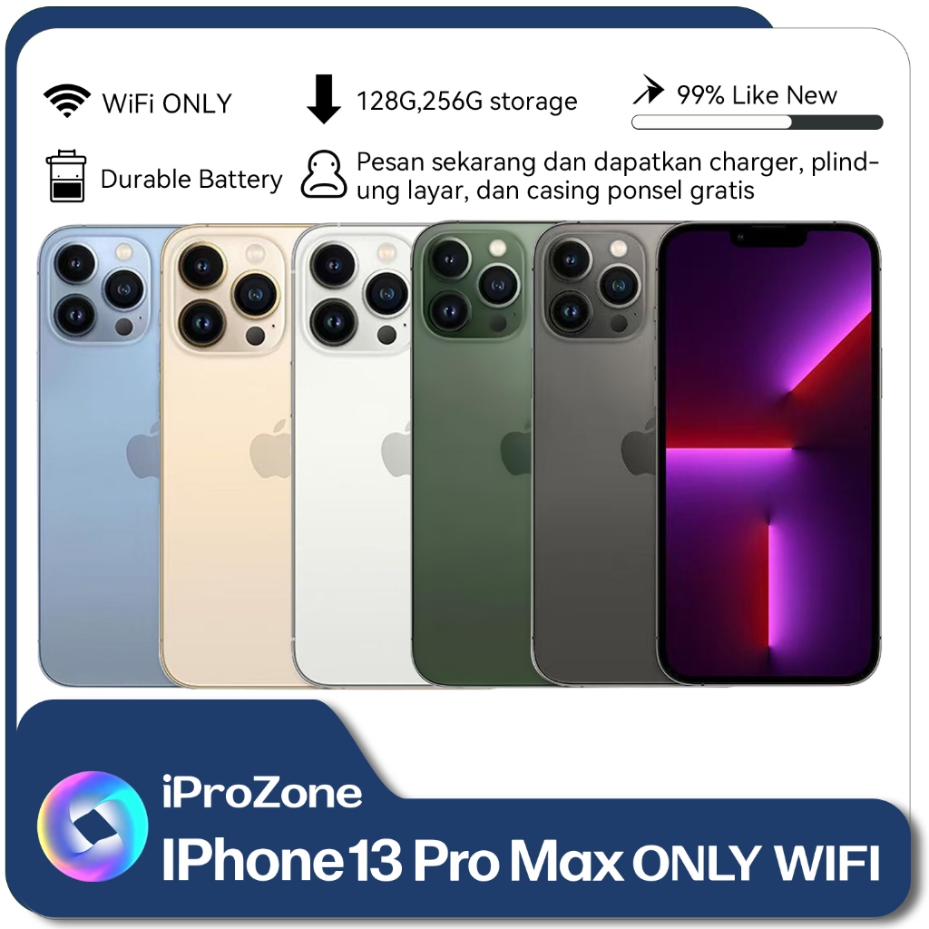 Jual IPhone 13 PRO MAX WIFI ONLY Original HP 128GB 256GB Bekas Second ...
