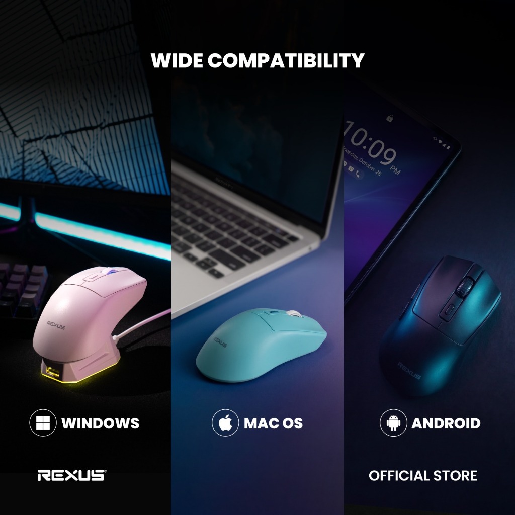 Rexus Xierra RX108 V2 Mouse Gaming Wireless Dual Connection - Include Charging Dock (5)