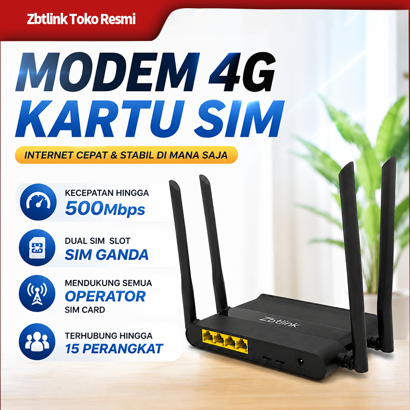 Router WiFi Dual SIM Unlock Semua Operator Indonesia | Cukup Pasang Kartu SIM Langsung Internet | Cocok untuk Rumah, Kantor & UMKM