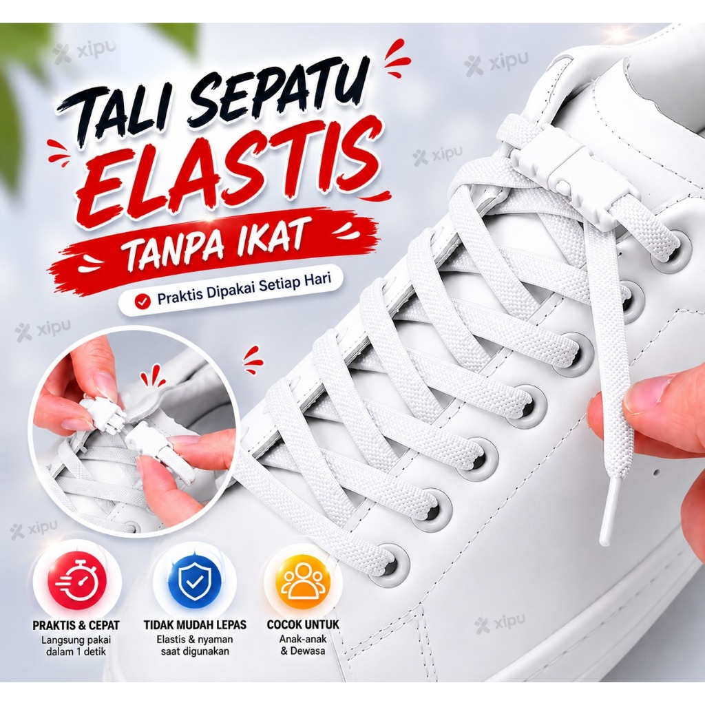 Jual Sepasang Tali Sepatu Flat Shoe Sneakers Pipih Elastis Karet Lazy ...