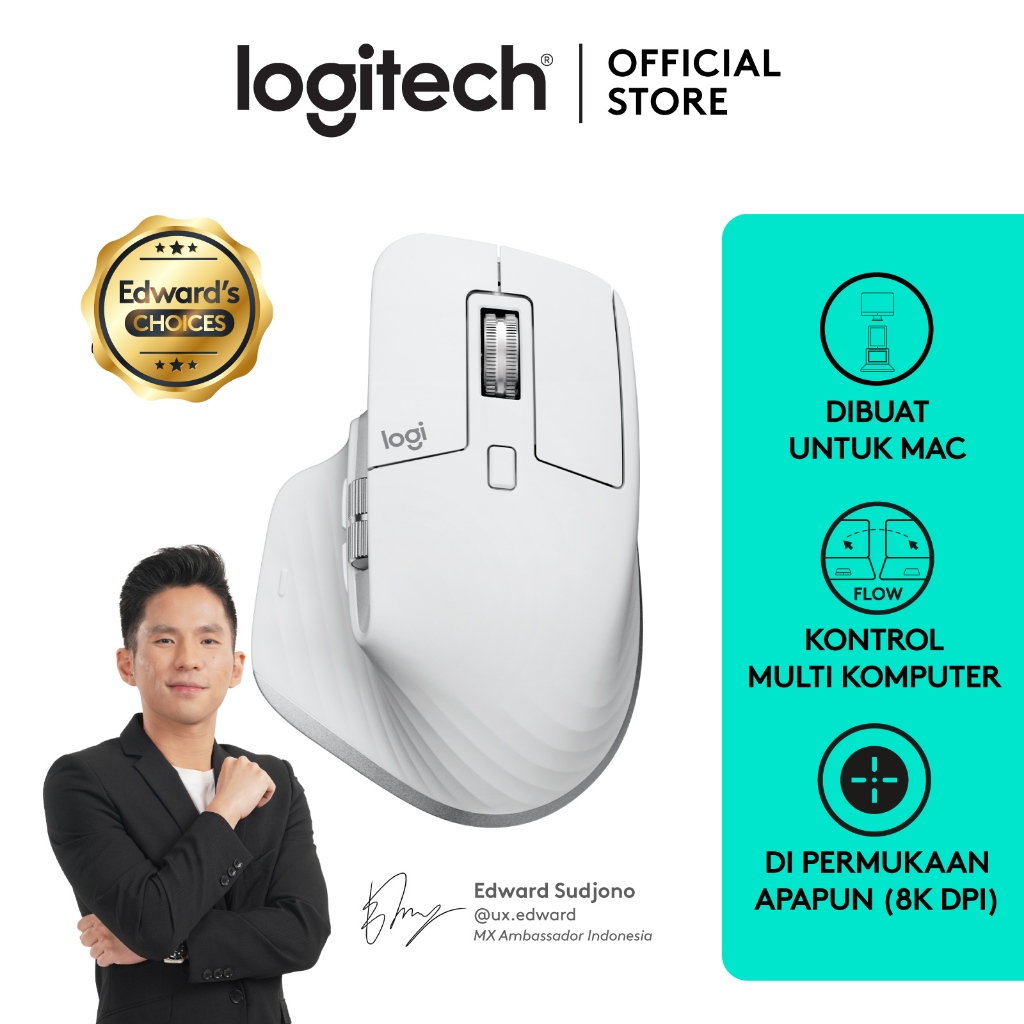 Logitech MX Master 3S Performance Mouse Wireless Bluetooth Quiet Click for Mac