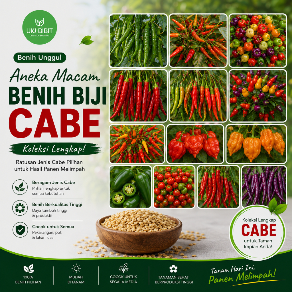Aneka Macam Benih Biji Cabe | Aneka Cabai Varian Terlengkap Siap Semai Pekarangan & Hidroponik