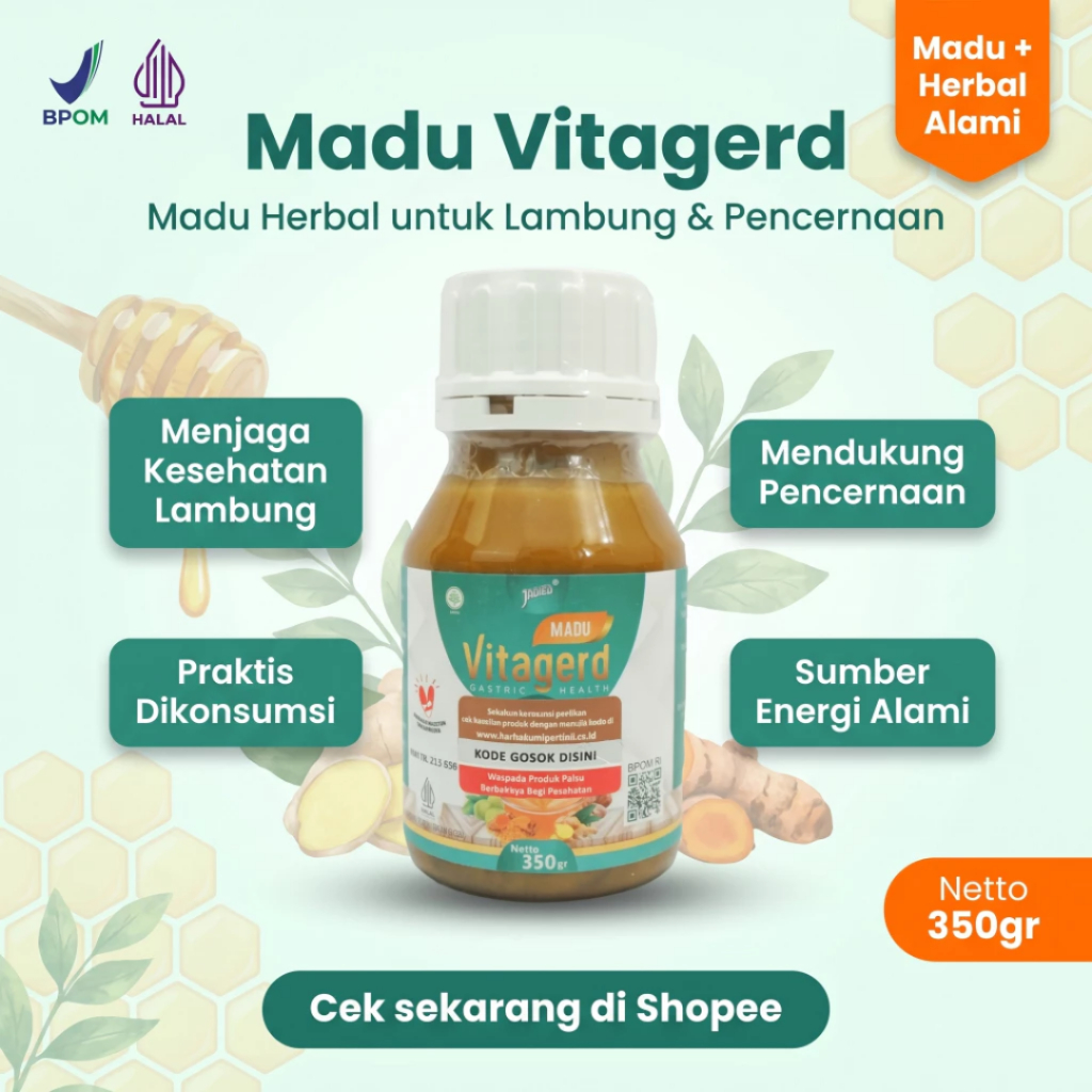 Jual Madu VITAGERD Herbal 350g - Solusi Herbal untuk GERD, Asam Lambung ...