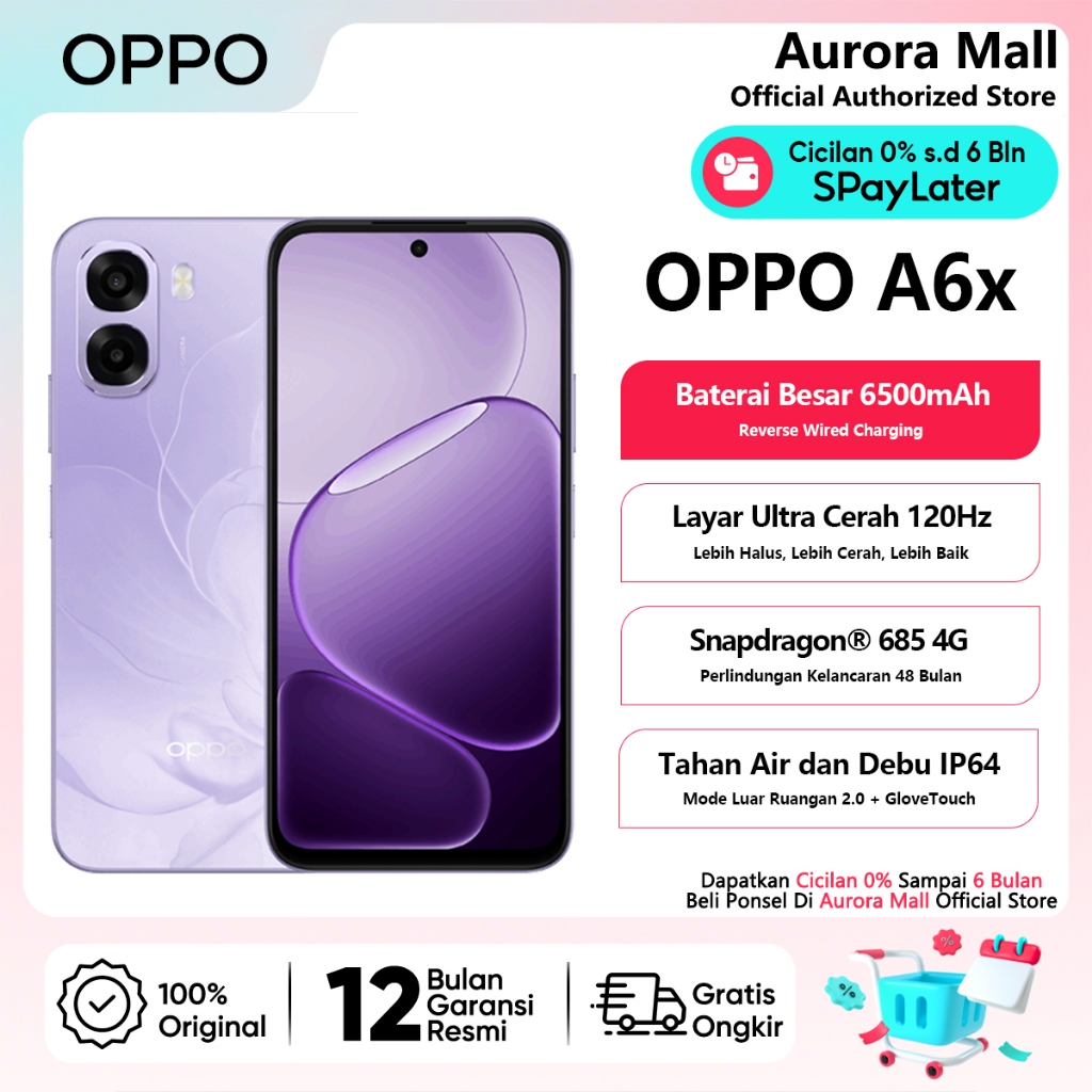 OPPO A6x A6c A6 A6s - 4GB/6GB/8GB Extended RAM Official Store HP Android Terbaru Murah Handphone COD