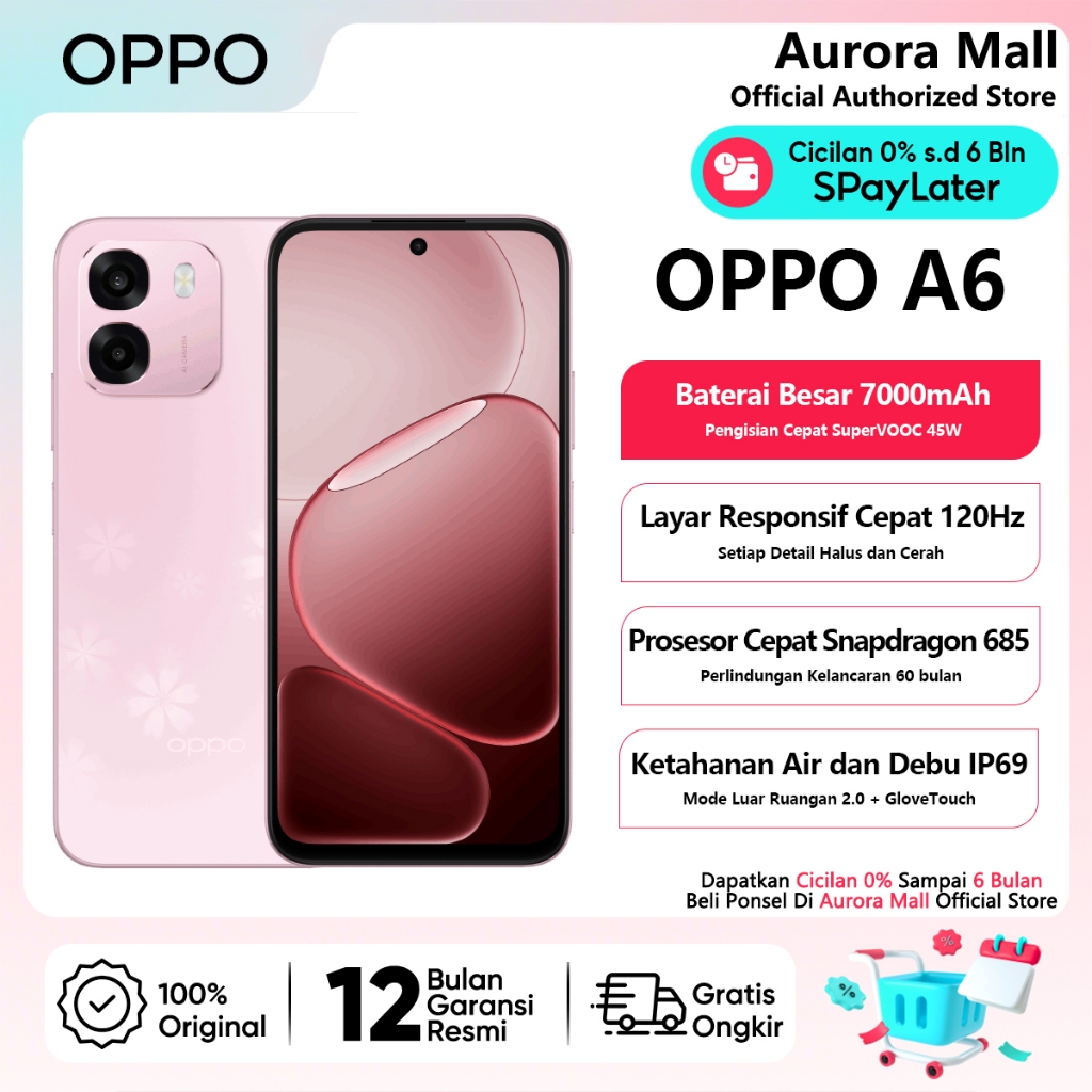 [NEW] OPPO A6 6/128GB 6/256GB (6+6GB Extended RAM) NFC Garansi Resmi HP Terbaru 2026 Official Store