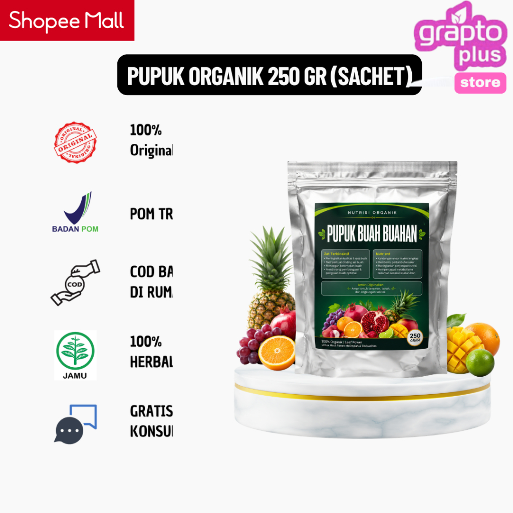 Pupuk Organik Booster 250 Gram - Percepat Berbuah, Kuatkan Buah, Tingkatkan Kualitas Panen