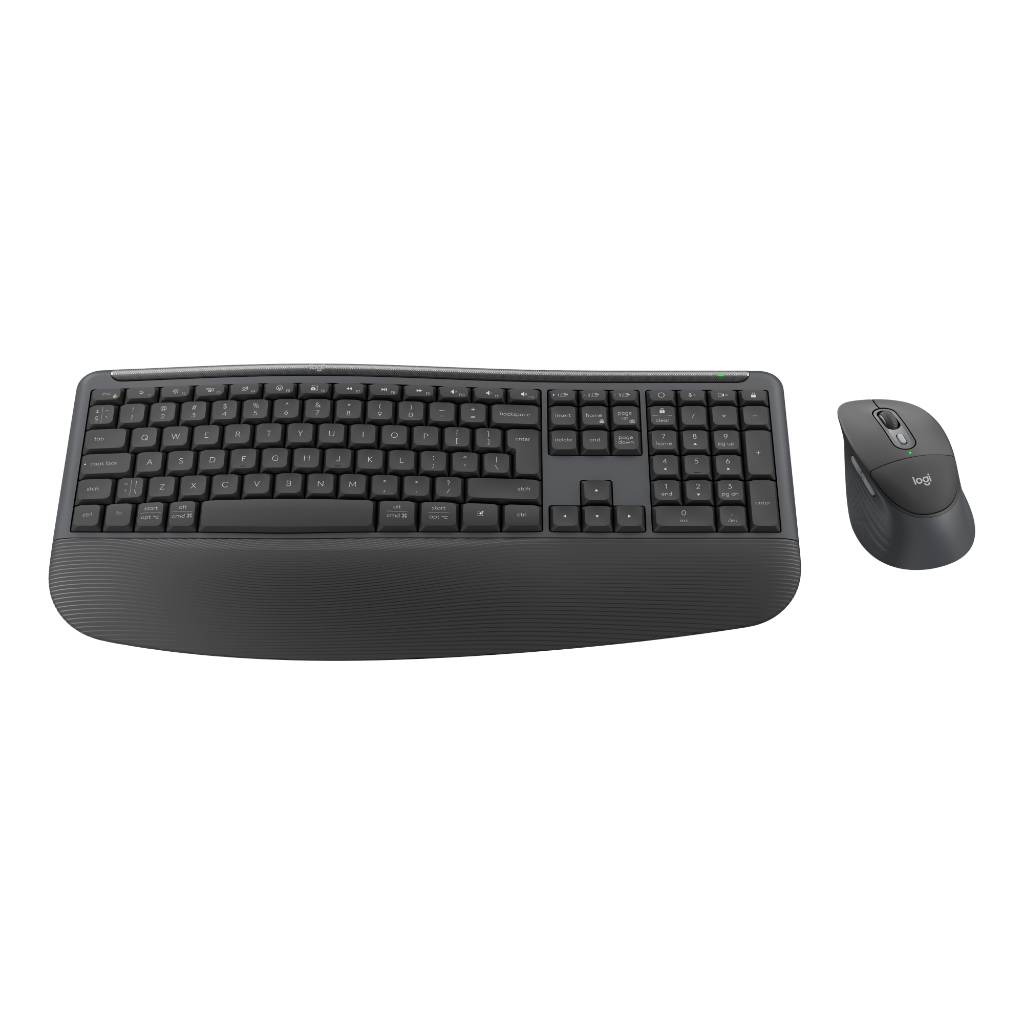 Logitech Signature Comfort Plus Combo MK880 Wireless Keyboard and Mouse Combo, Keyboard Nyaman Ukuran Penuh dengan Sandaran Telapak Tangan, Klik Senya (2)