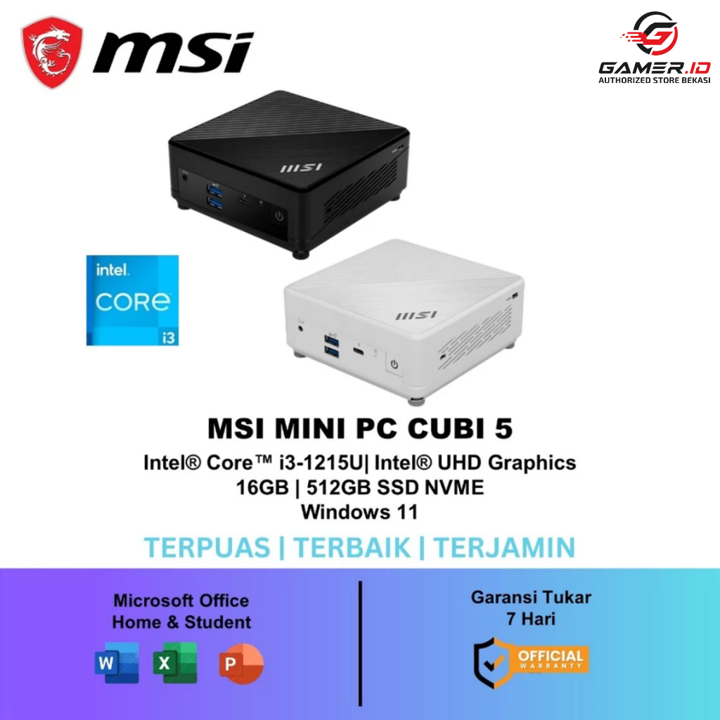 MSI MINI PC CUBI 5 I3 1215U 16GB 512GB GARANSI RESMI