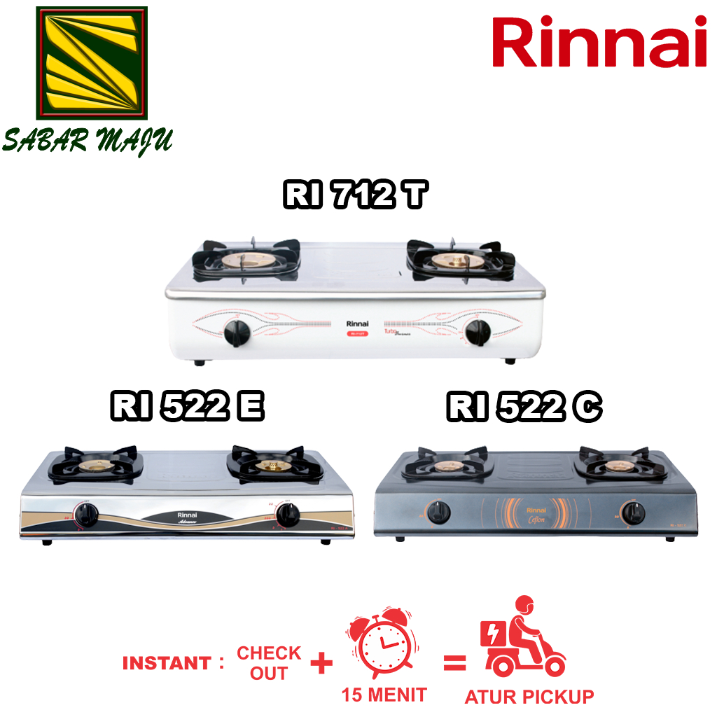 Jual Rinnai Kompor Gas 2 Tungku RI 522C, Rinnai RI 522E, RI 712T, RI ...